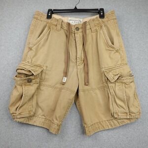 VTG Abercrombie Fitch Cargo Shorts Mens 32 Khaki Distressed Y2K Military Utility